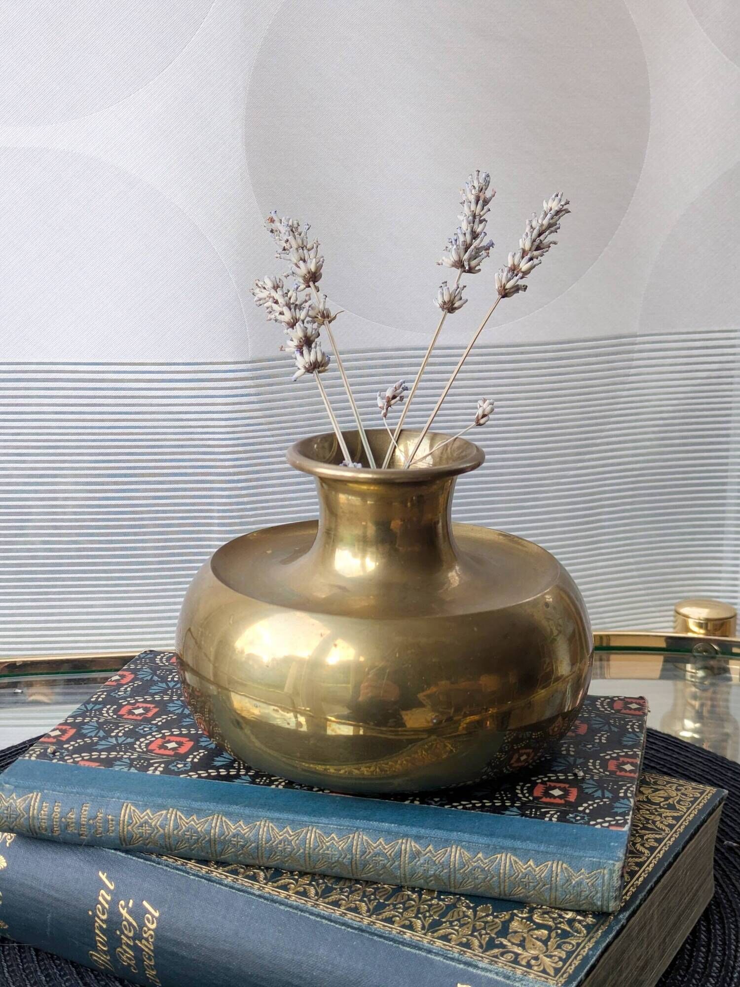 Vintage Indian Pot Lota in Brass, Sculptural Vase and Ritual Container