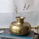 Vintage Indian Pot Lota in Brass, Sculptural Vase and Ritual Container