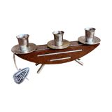 Stylish mid‑century modern candlestick JRUS‑Metall wood+metal German 1960