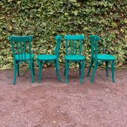 Set of 4 green bistro chairs
