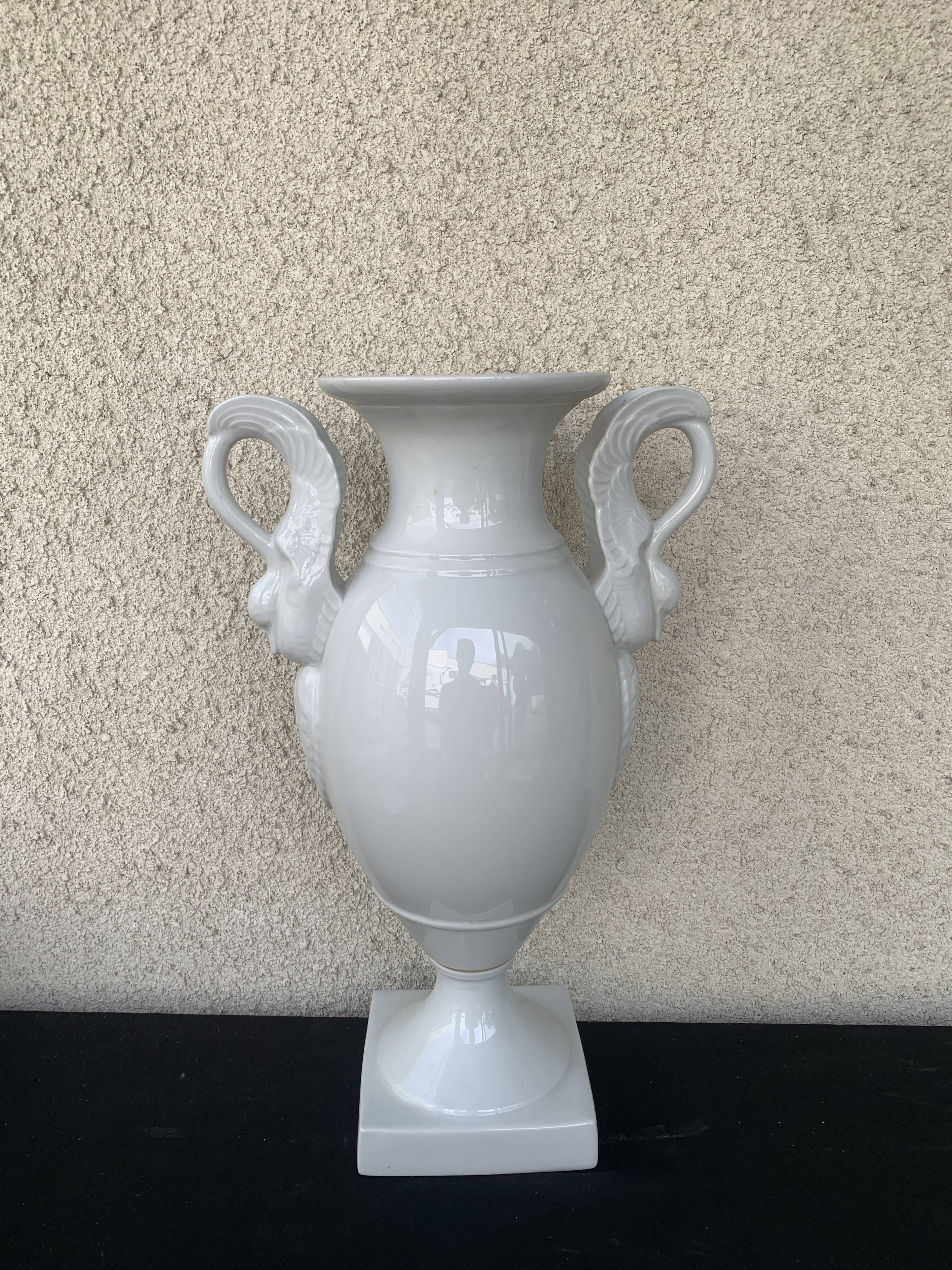 white porcelain amphora vase