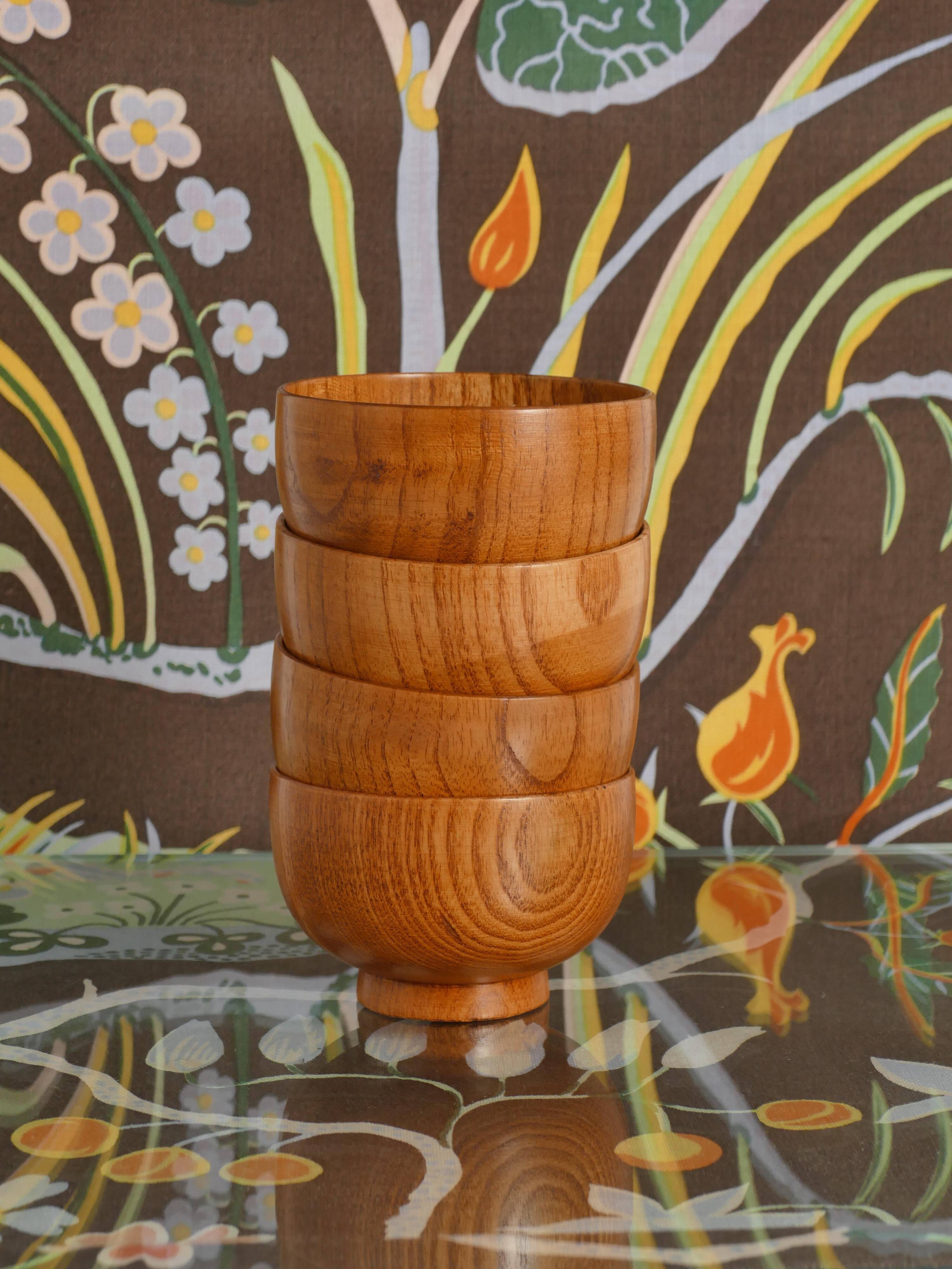 Mid-Century Modern Teak Wood Bowls, Sweden, Set of 4