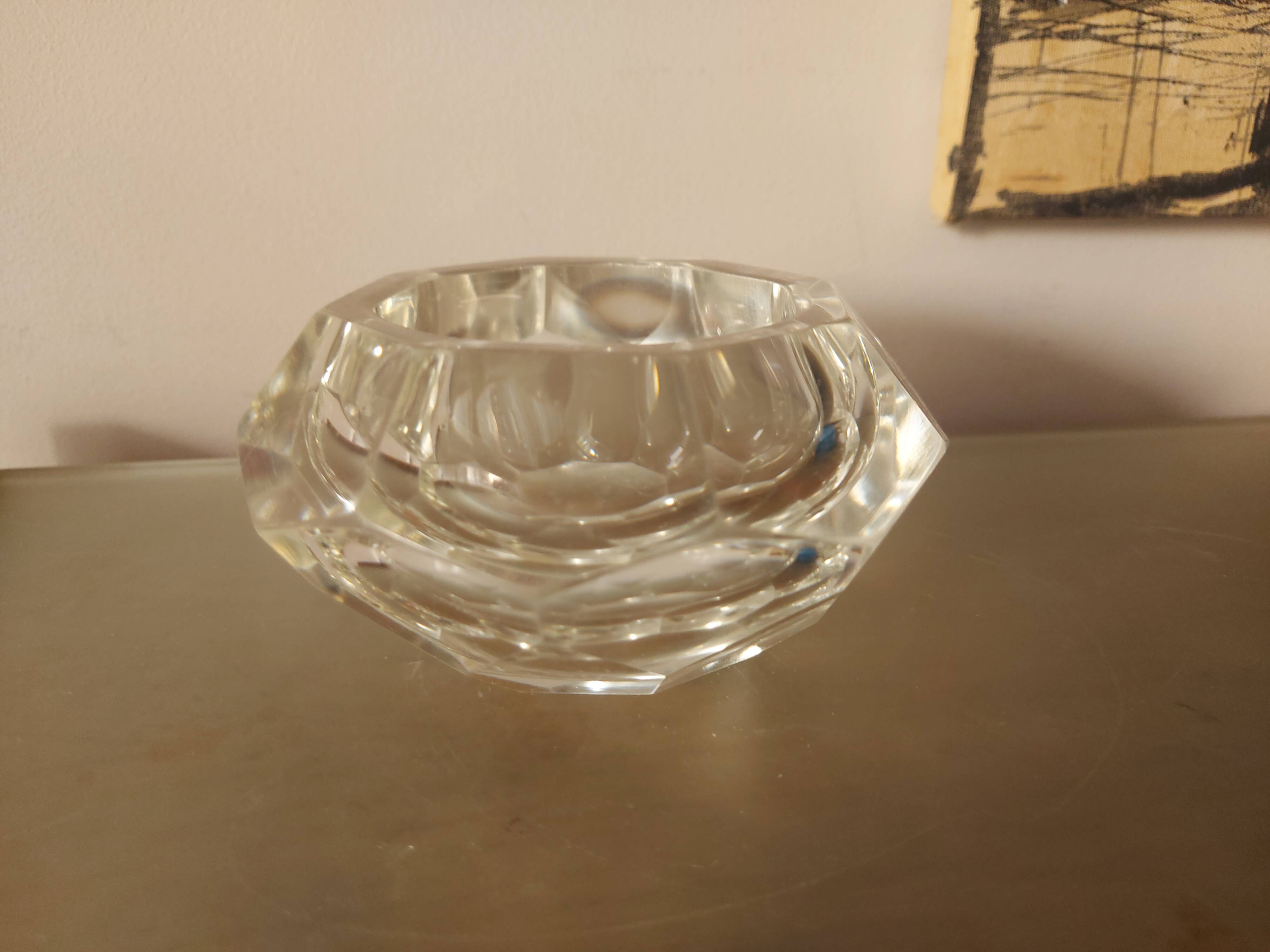 Vintage 70's faceted crystal ashtray