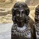 Pair of antique cast iron fire dogs "Ariadne"