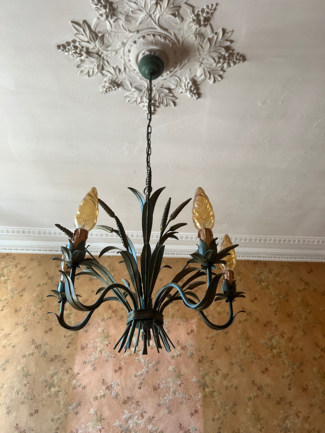 Vintage ear of wheat chandelier