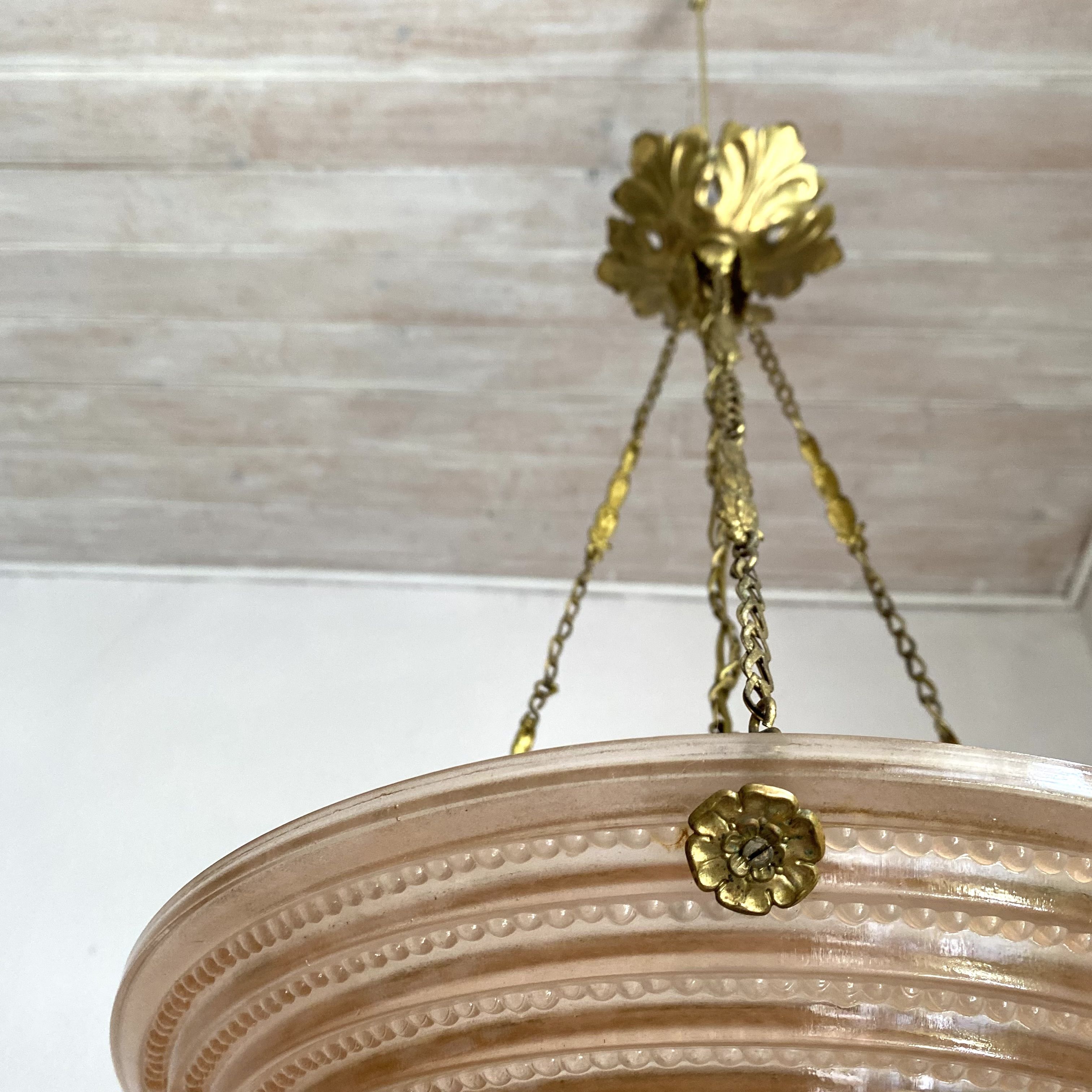 Art Deco suspension basin pink glass Lauris France