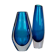 Pair of heavy crystal vases by Orrefors Mid-Century Modern by Sven Palmqvist, light blue.