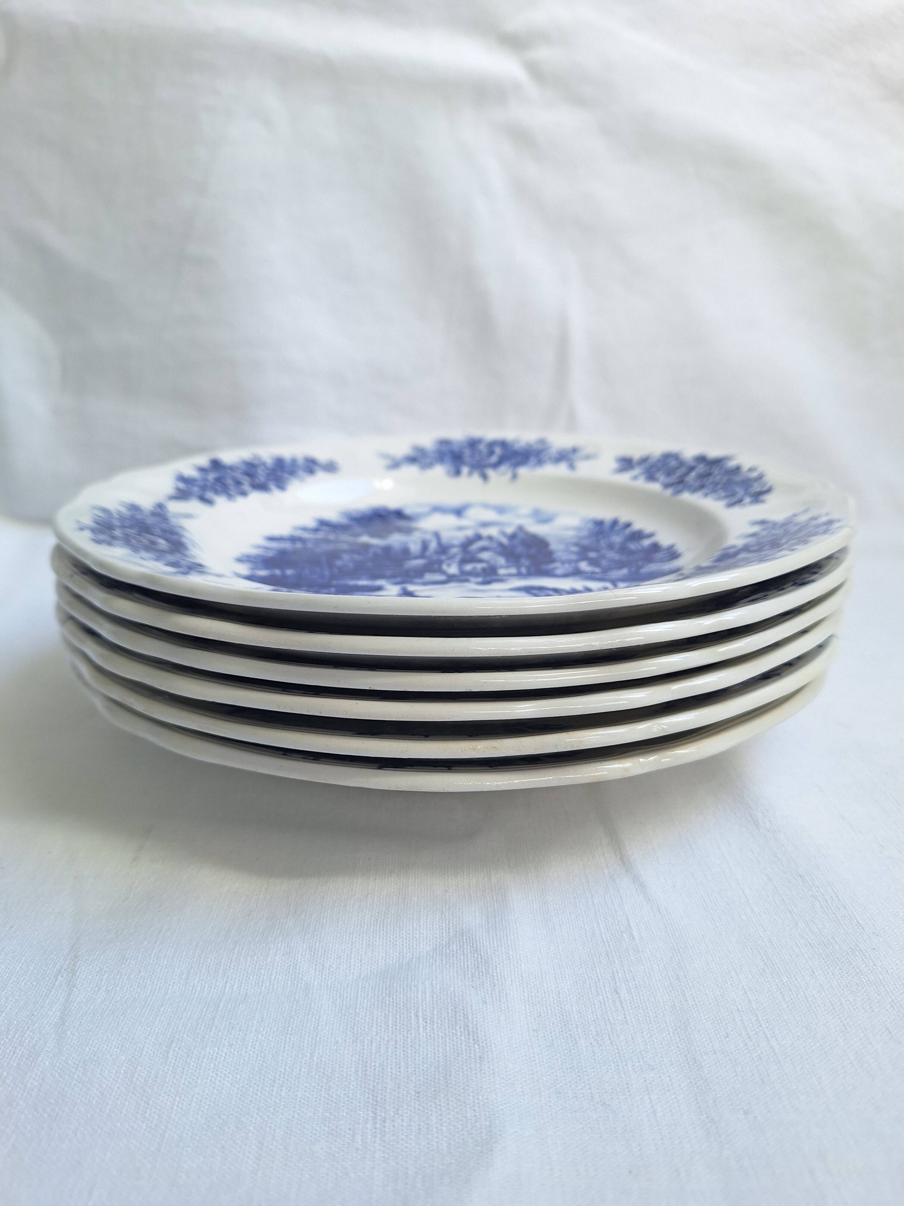Assiettes creuses Moulin des Loups bleu