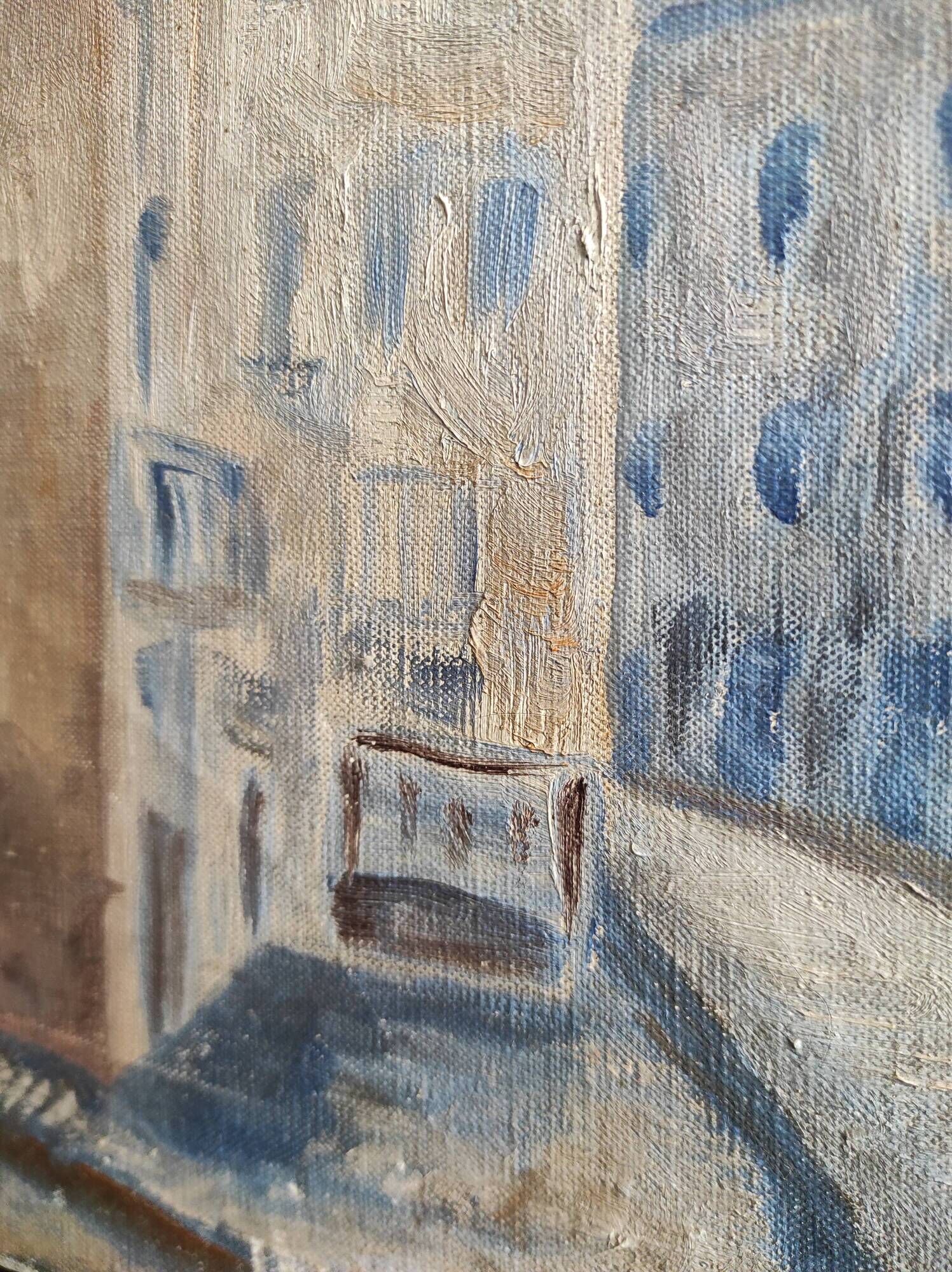 French vintage oil painting, signed Hollan, 1964