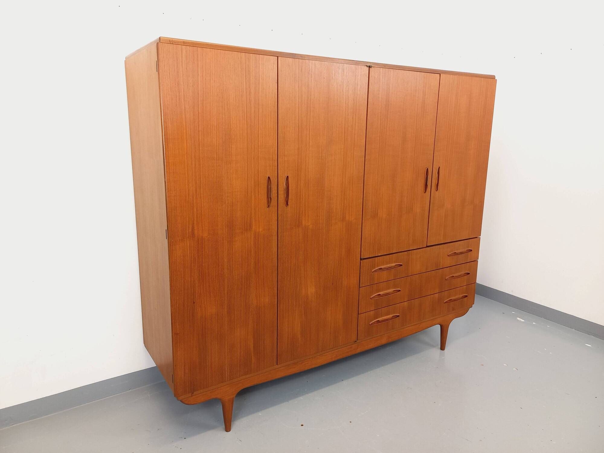 Vintage Scandinavian teak wardrobe from the 1960s.