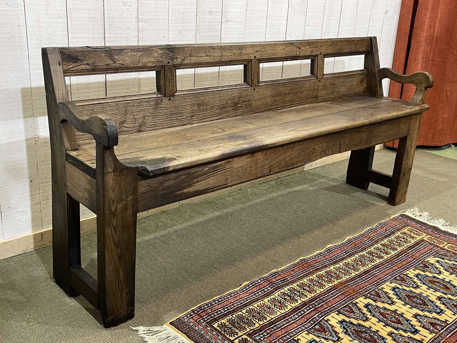 Rustic chestnut bench from the late 19th century.