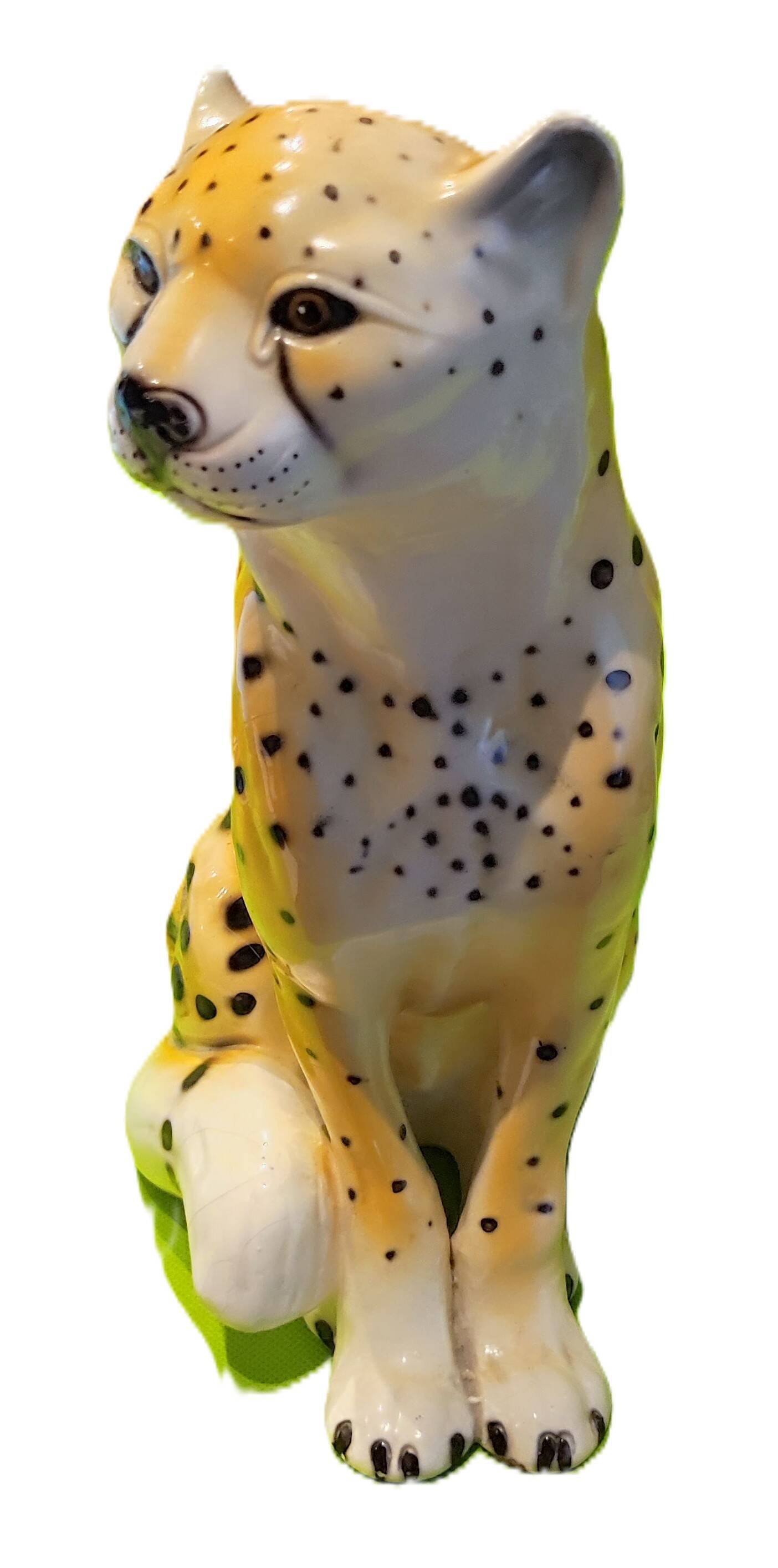 Figurine Guépard Mid-Century en céramique émaillée - 25 cm