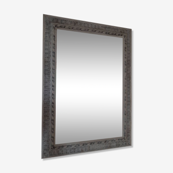 Shabby chic grayed white patinated mirror