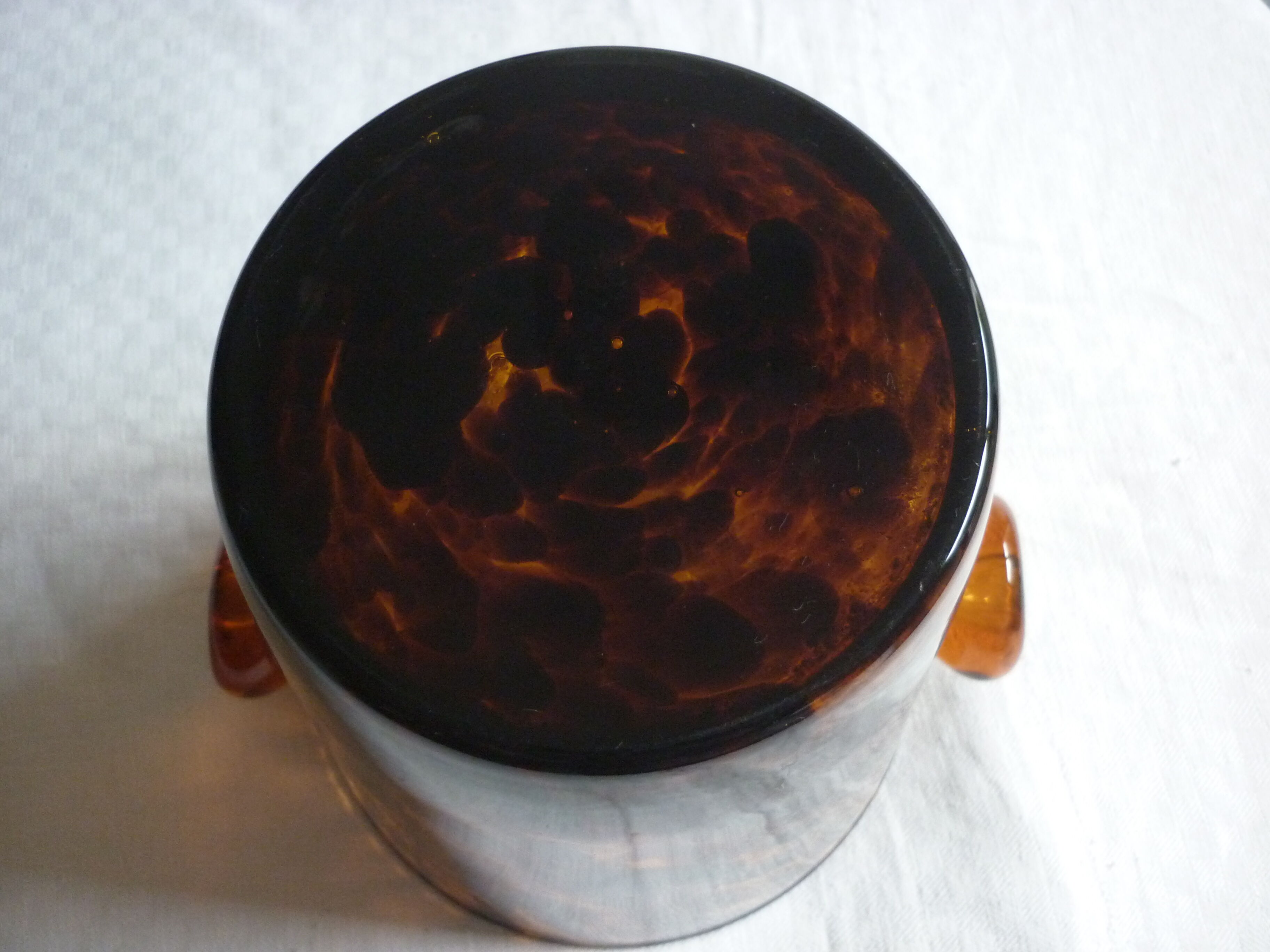 Brown speckled glass ice bucket