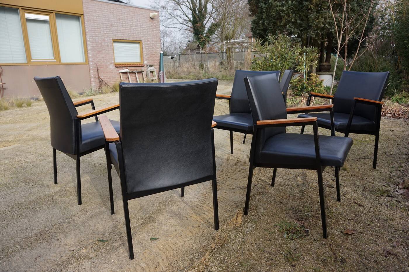 Midcentury Industrial Minimalistic Dutch Design Armchairs/Conference Chairs