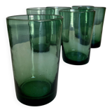 Set of 6 green rosemary blown tumbler glasses 1960