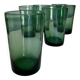 Set de 6 verres gobelets soufflés verts romarin 1960
