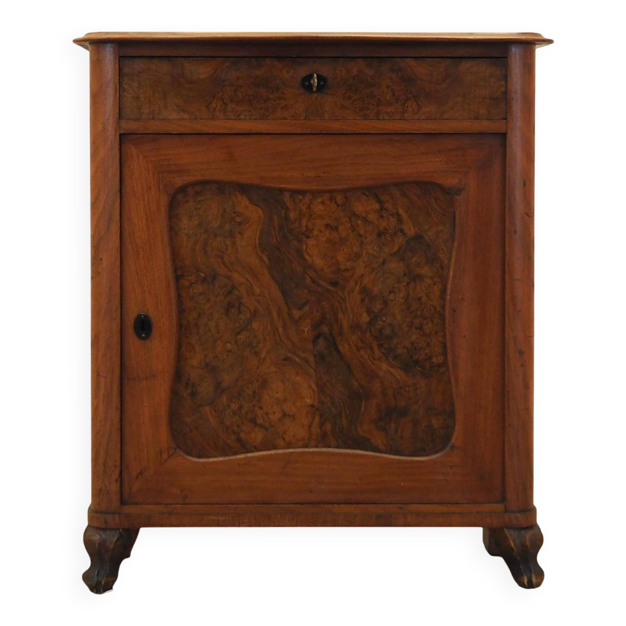Burr wood cabinet, solid wood, Danish design, 1960s