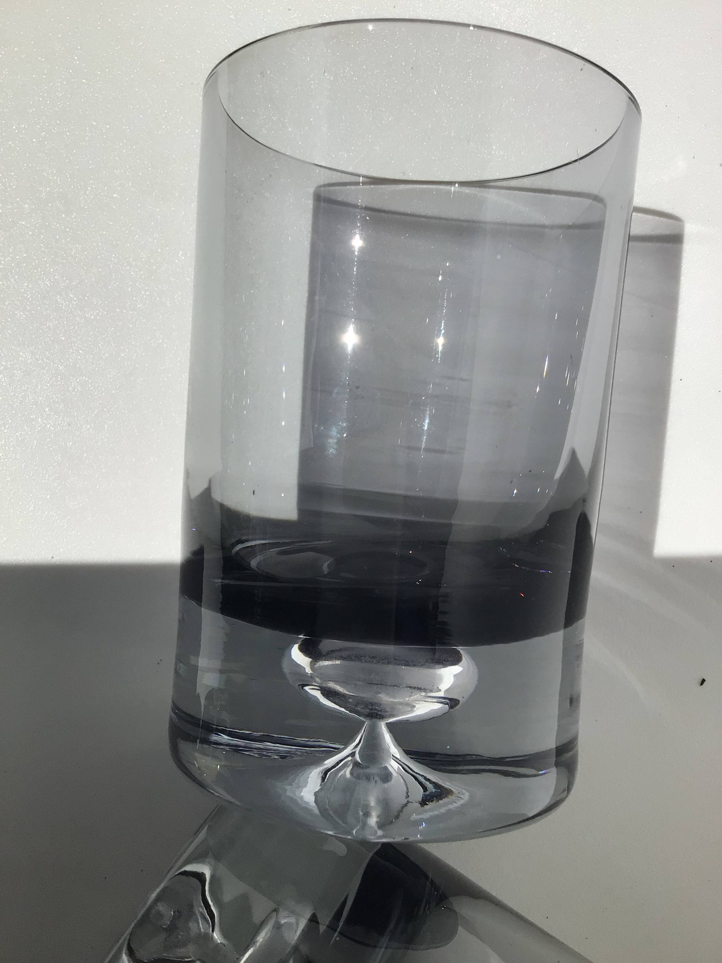 5 70's large bubble black smoked whiskey glasses