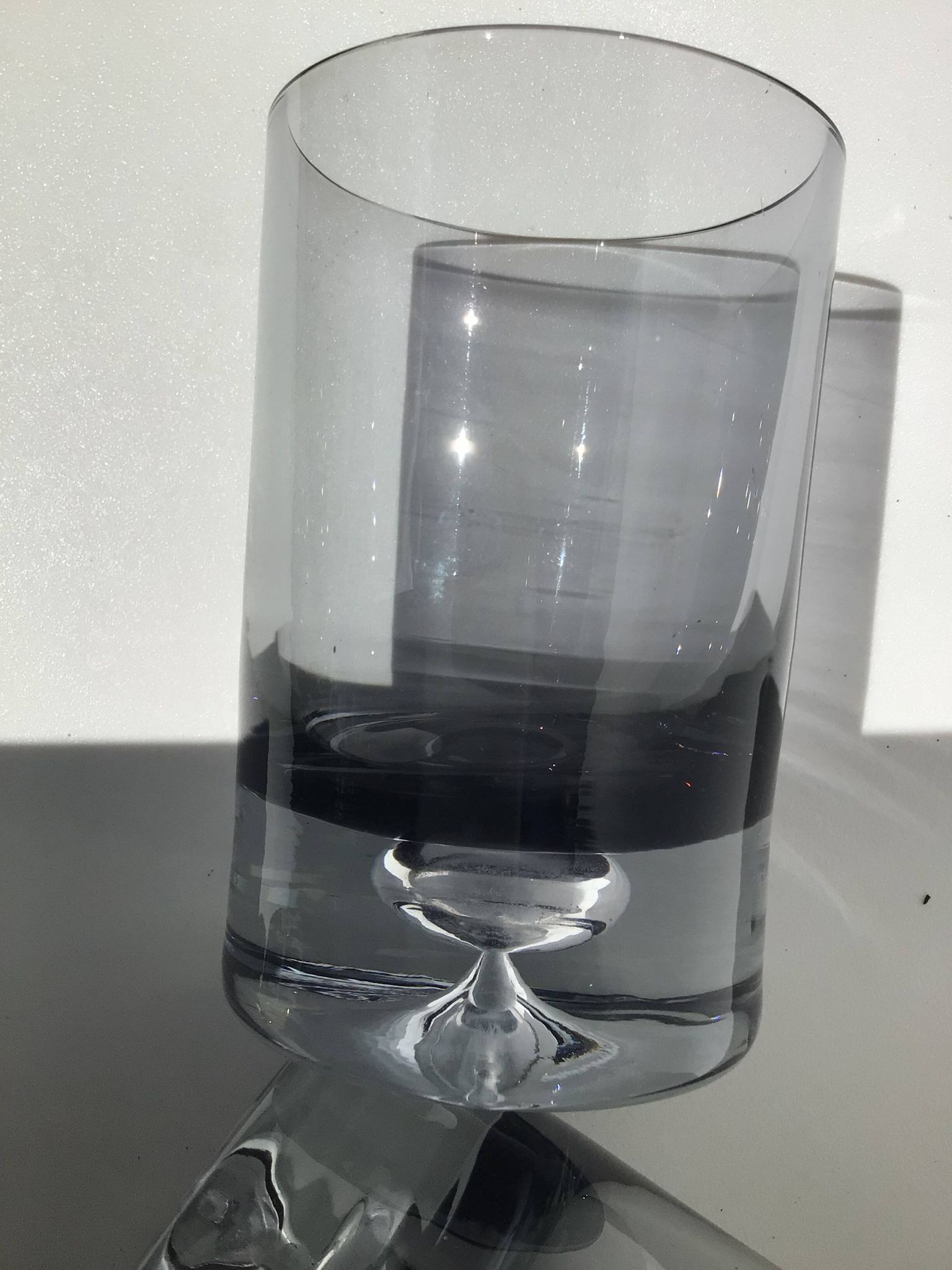 5 70's large bubble black smoked whiskey glasses