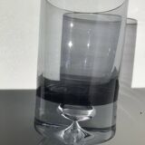 5 70's large bubble black smoked whiskey glasses