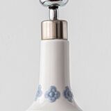Blue and white porcelain table lamp by Lladró with floral shade in new silk.