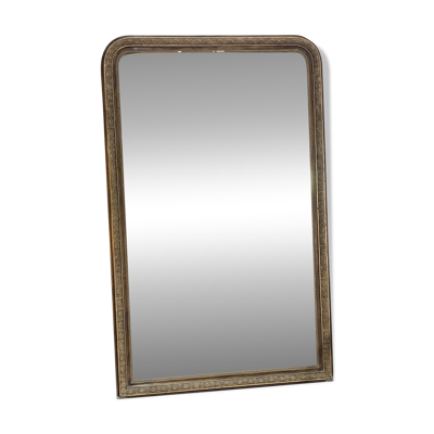 Miroir de cheminée - bois vernis et stuc doré à décor de palmettes