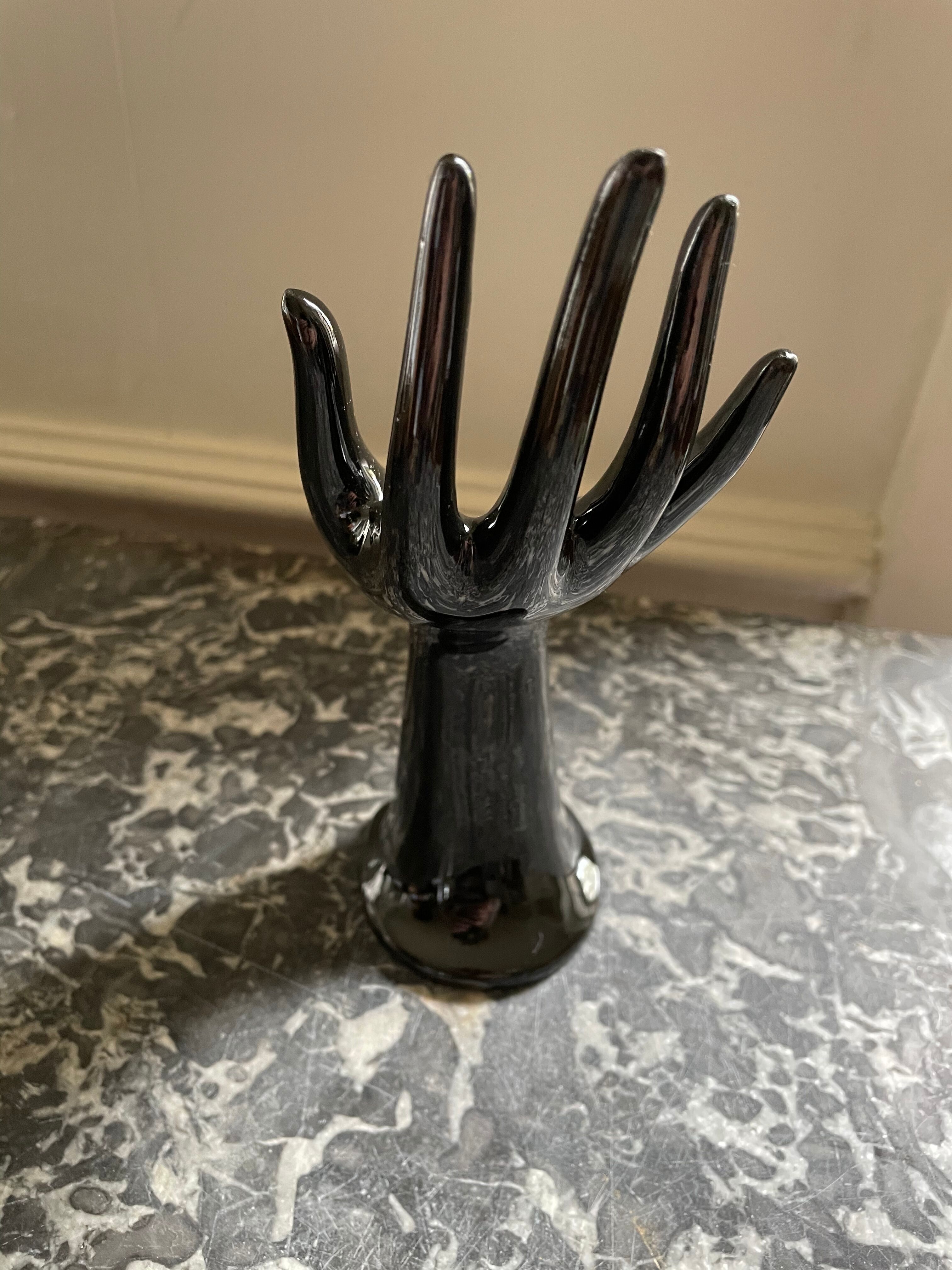 Black ceramic binge hand and cup 1970