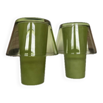 Paire de lampes IKEA GAVIK design Helena Svensson, verre soufflé vert lime