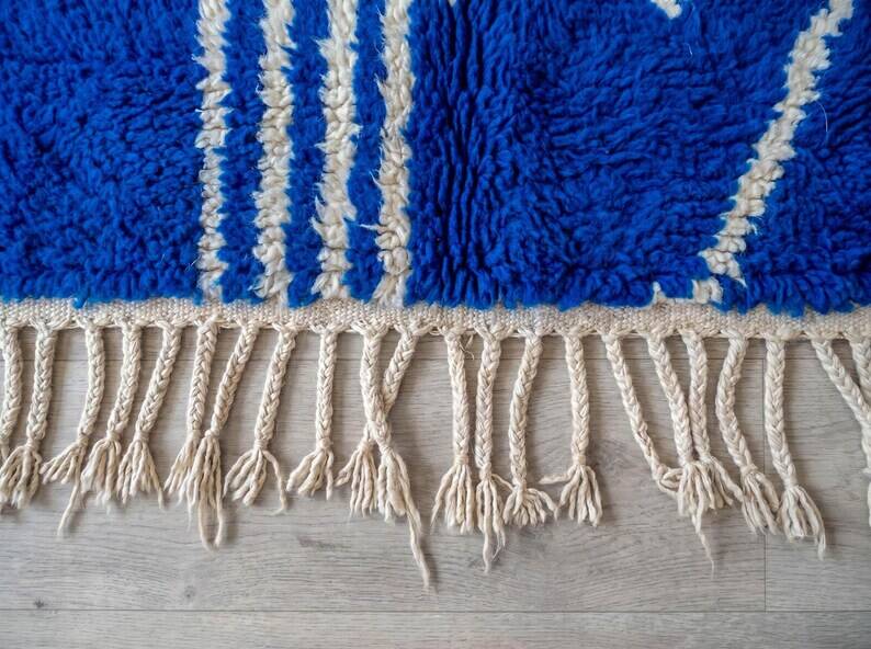 Tapis marocain berbère bleu en laine 200cmx300cm