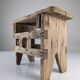 Tabouret ancien en bois, style wabi-sabi, artisanat traditionnel