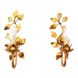 Pair of vintage gilt leaf sconces by Hans Kögl