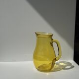Vintage yellow glass pitcher H20.5