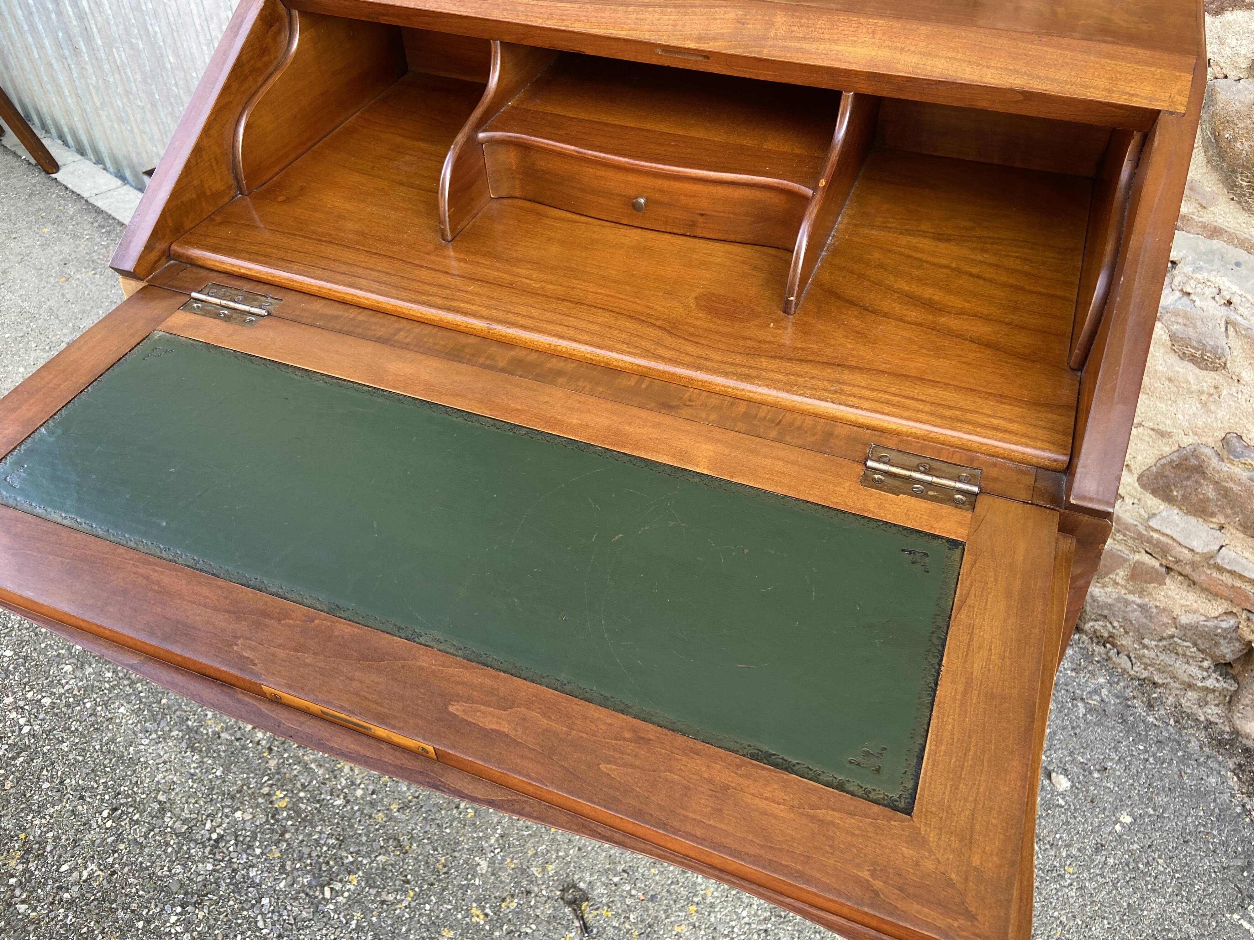 Louis XV style cherry wood Dos d'Âne scriban slope desk 1970