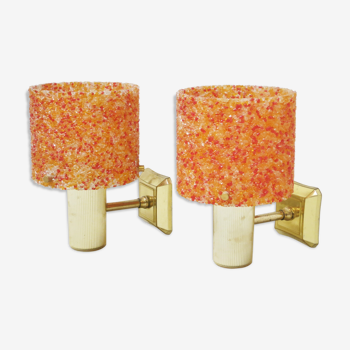 Pair of orange wall lamps of the 70s