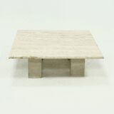 Mid Century Italian Modern Travertine Coffee Table 1970s