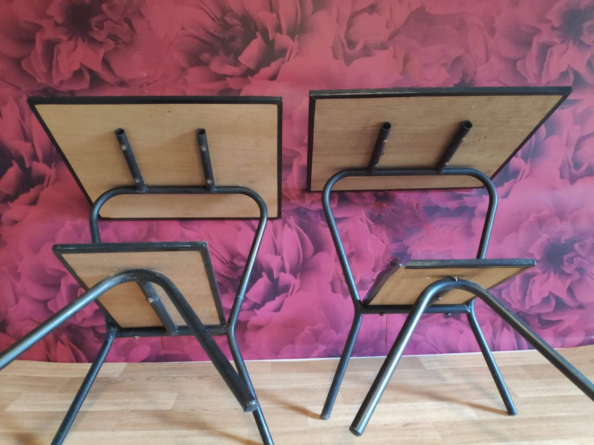 Dark wooden bedsides of the 1950s