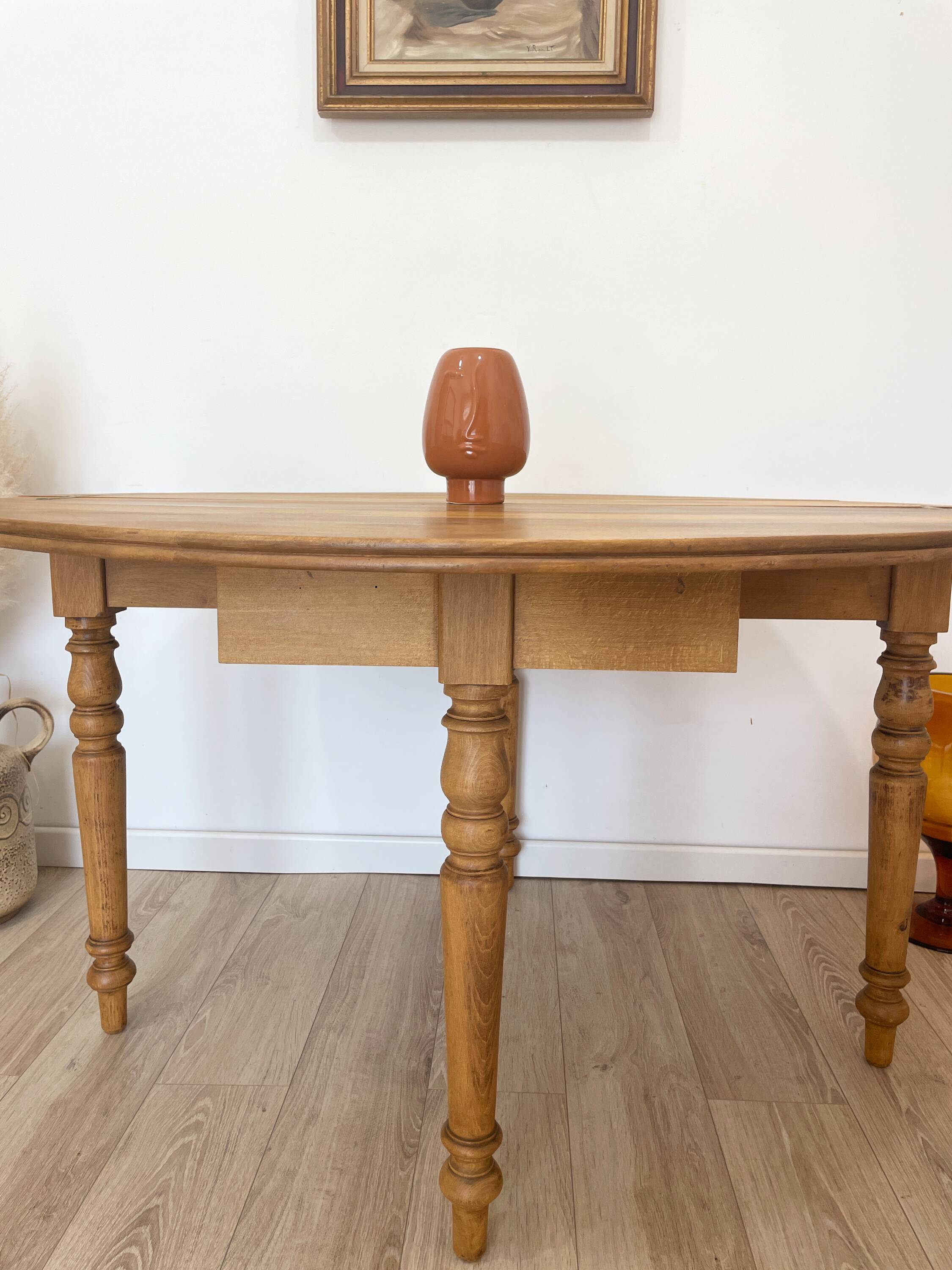 Half-moon console table convertible into a round table - 19th century