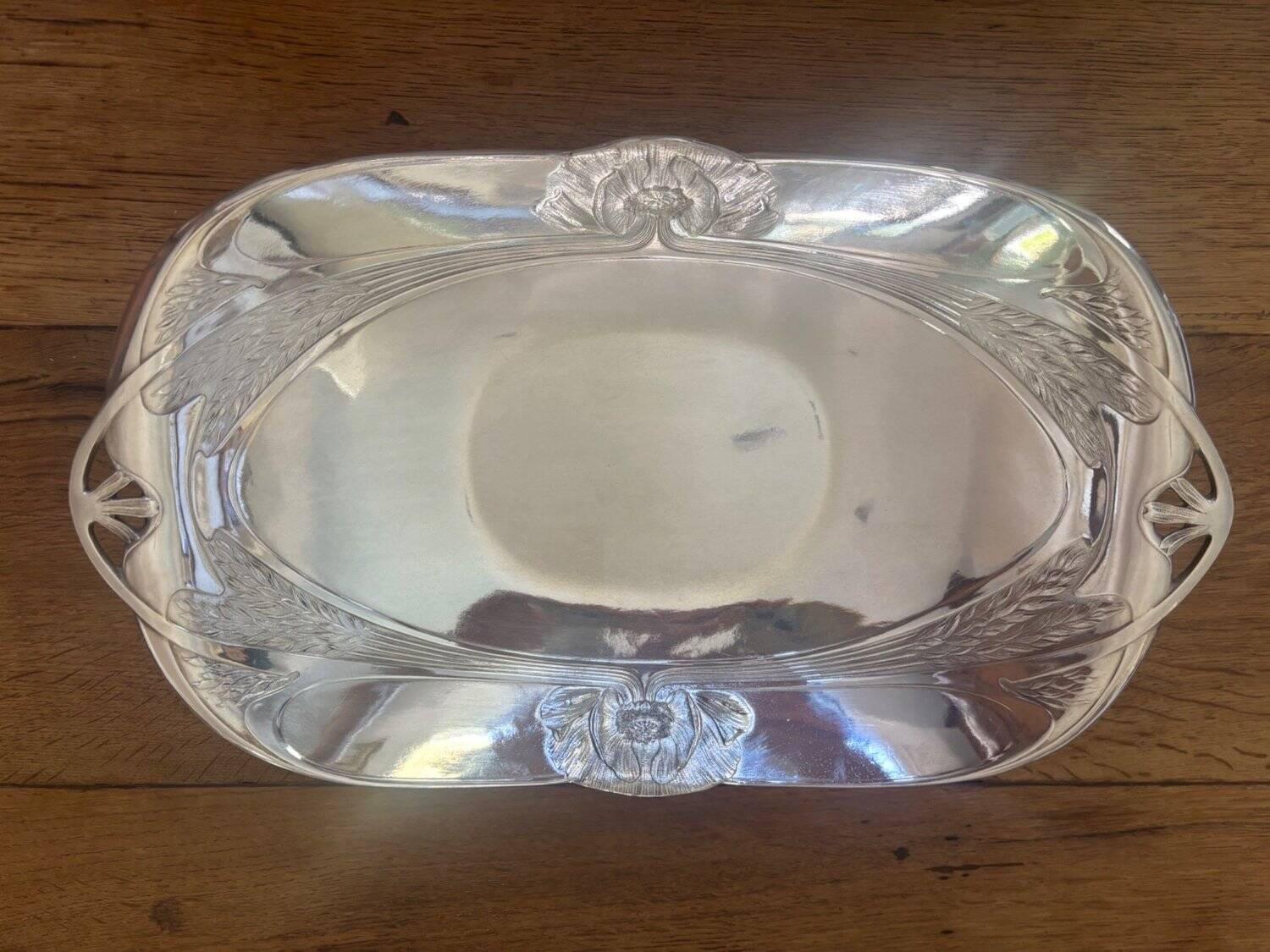 Art Nouveau Bread Basket Silver-Plated Metal Gallia Christofle