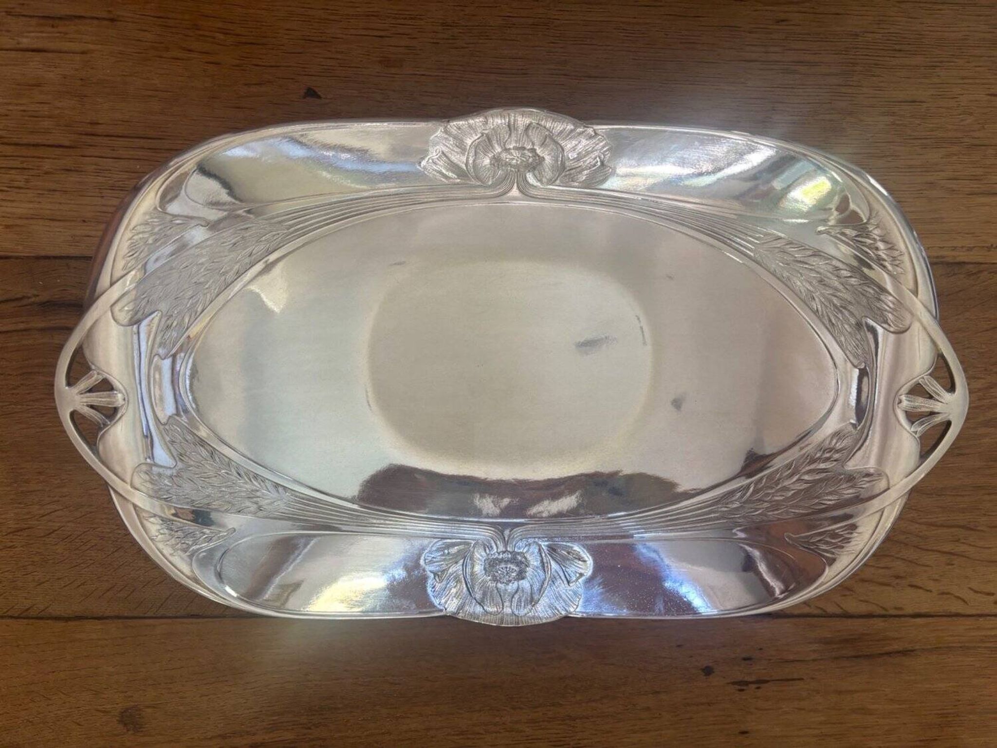 Art Nouveau Bread Basket Silver-Plated Metal Gallia Christofle