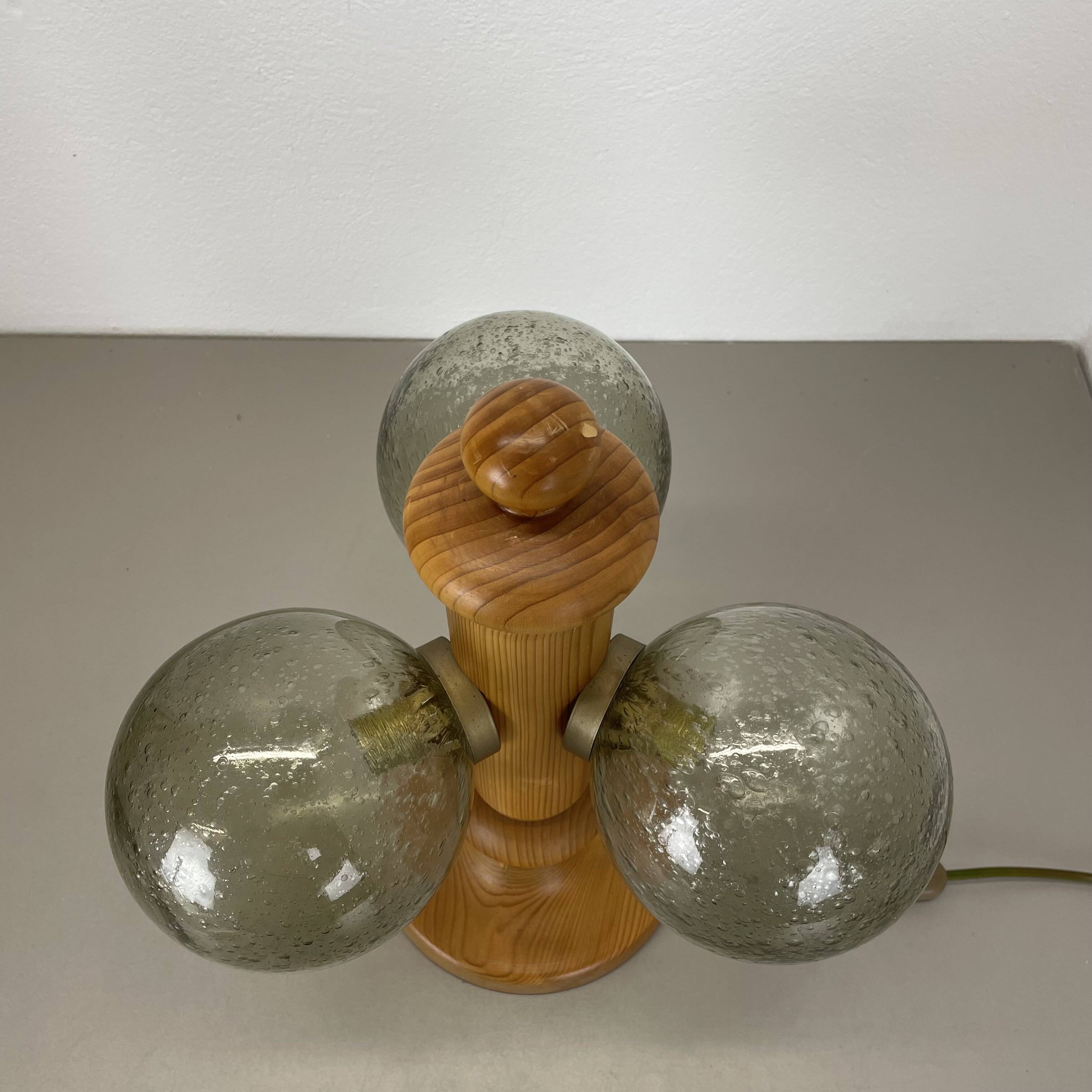 Large Organic Sculptural PINE Wooden Table Light by Temde Lights, Germany 1