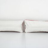 8" x 20" Set of Two Turkish Oushak Rug Pillow, Pair Muted Organic Wool Chair Pillow Case Fashioned