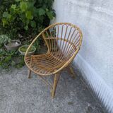 Wicker and bamboo armchair