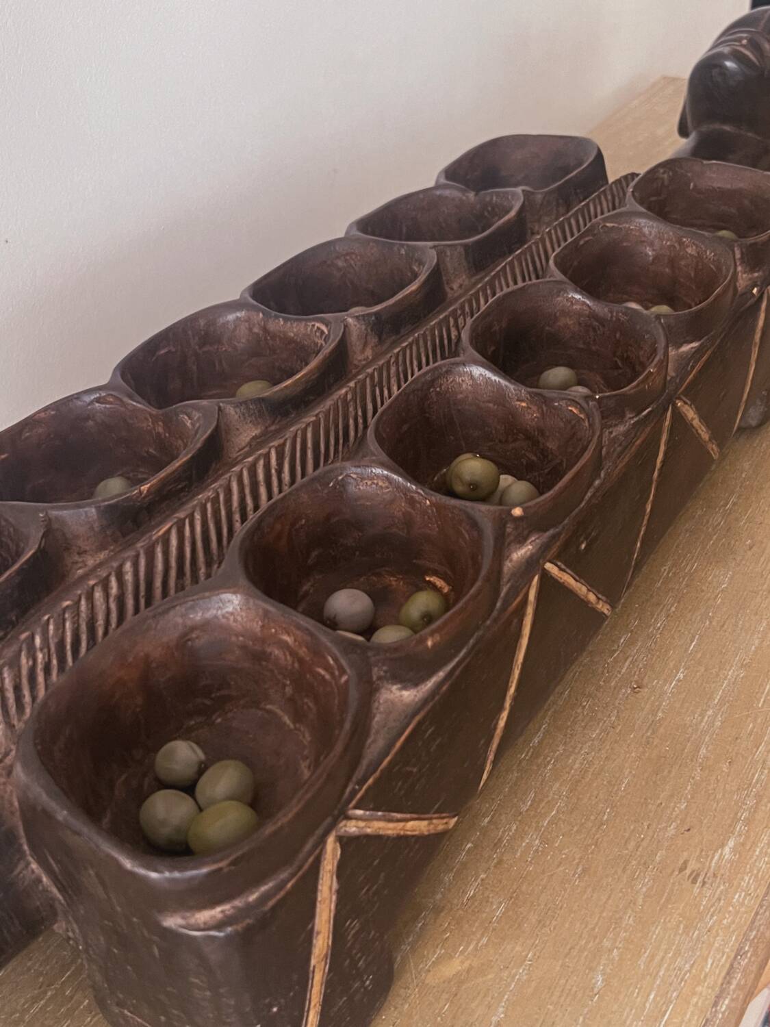 Large wooden Awale Baoule game (Burkina Faso)