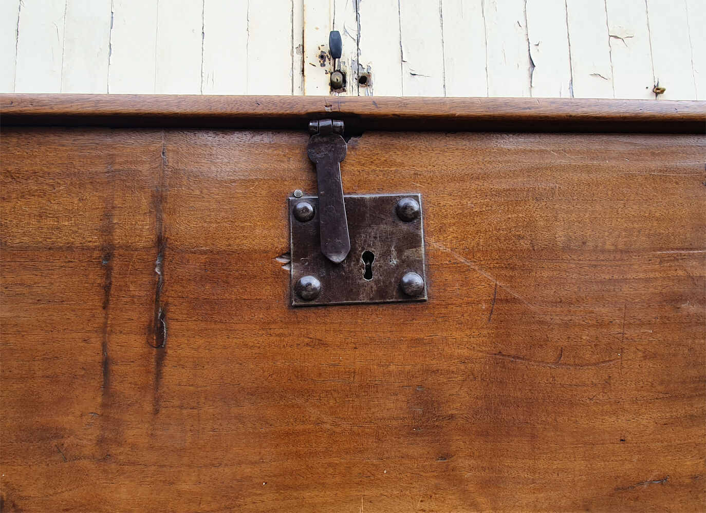 Former large wedding chest, solid wood, mid 19th century