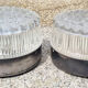 Pair of aluminum and glass wall lights, vintage 50s