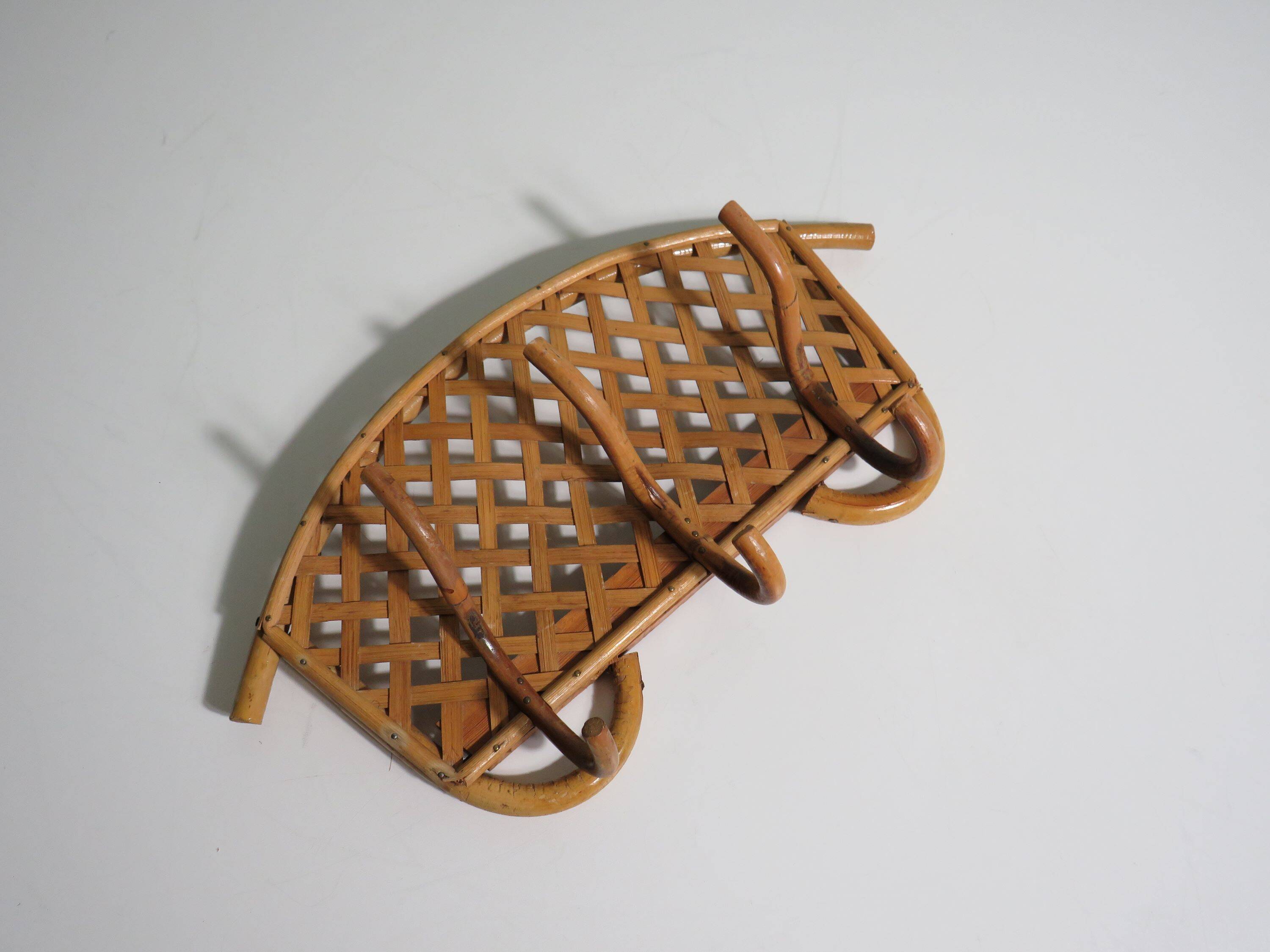 Porte-manteau mural vintage en bambou , Italie 1960-1970