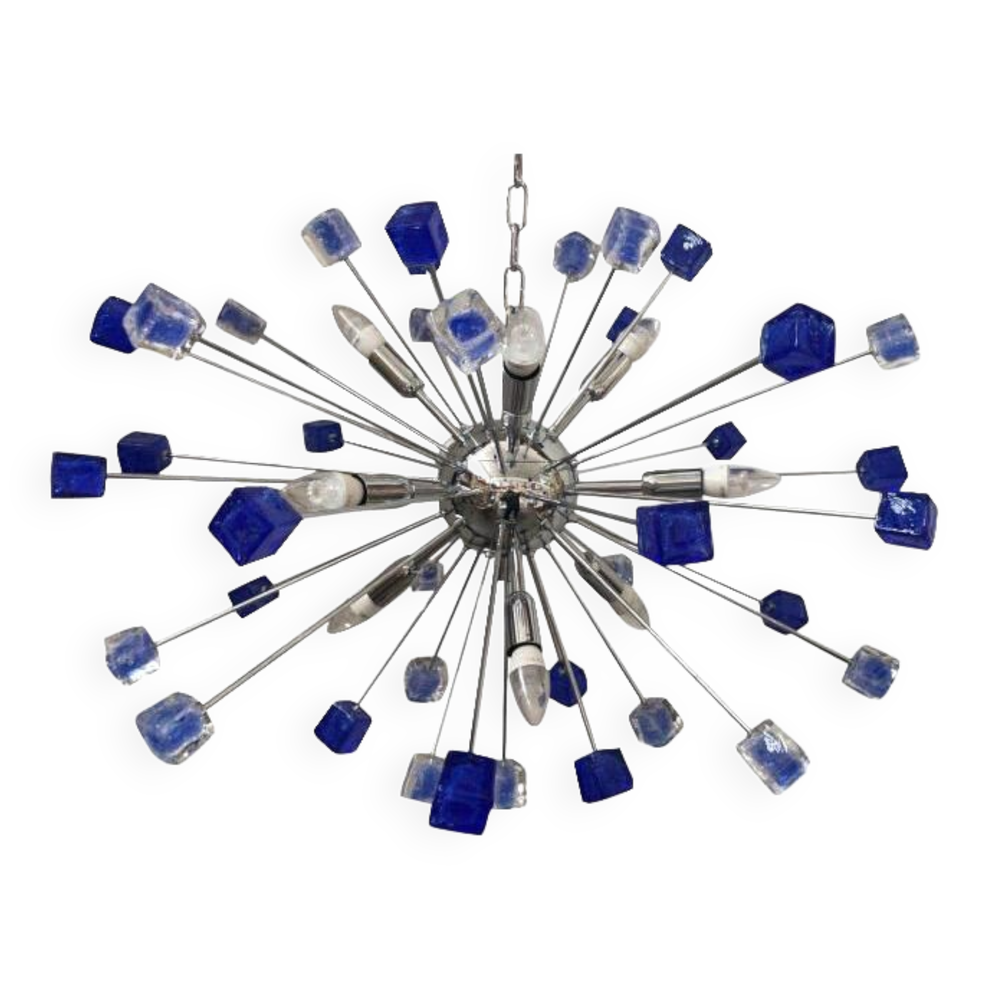 Chandelier murano glass sputnik blue italian handmade