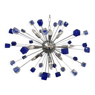 Chandelier murano glass sputnik blue italian handmade