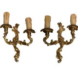 Paire d 'appliques en bronze doré style Louis XV
